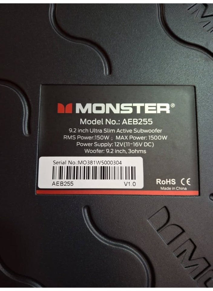 Monster Audio 9.2" Ultra Slim Active Subwoofer, Underseat Amplified Tune Up Subwoofer 1500w Max power - Image 3